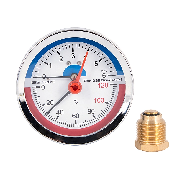 Термоманометр Thermo Alliance Standart 80 мм 1/2", заднє підмикання SD1736B - Фото - 3