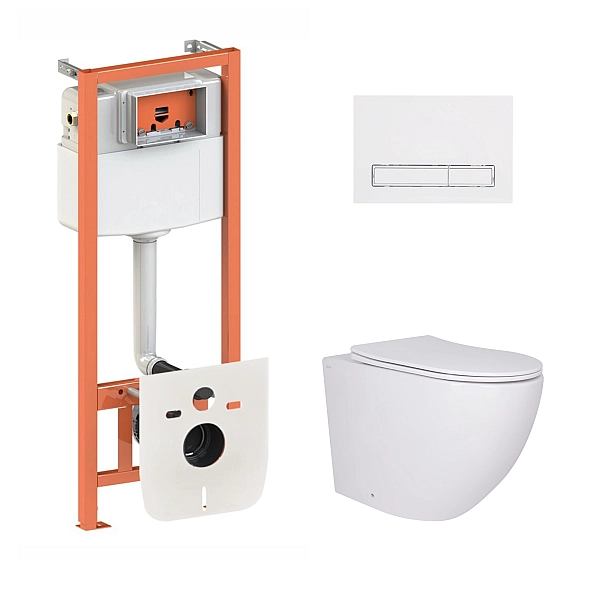 Готове рішення Qtap для ванної кімнати: підвісний унітаз Robin Ultra Quiet 520x365x365 + комплект інсталяції Nest 4 в 1 (лінійна клавіша White)