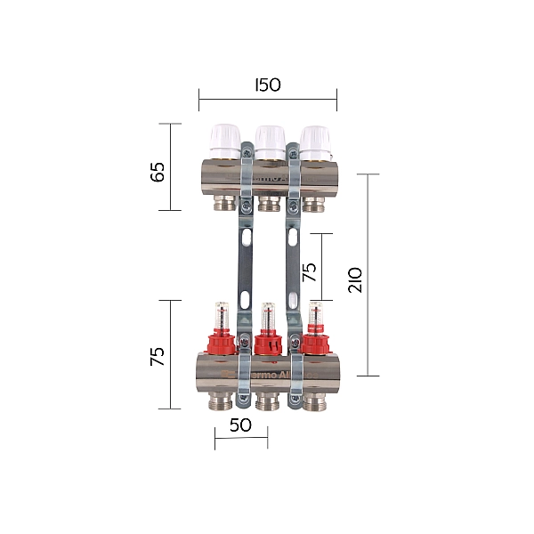 Колектор з витратомірами Thermo Alliance Standart 1" 3 виходи SD235W3 - Фото - 2