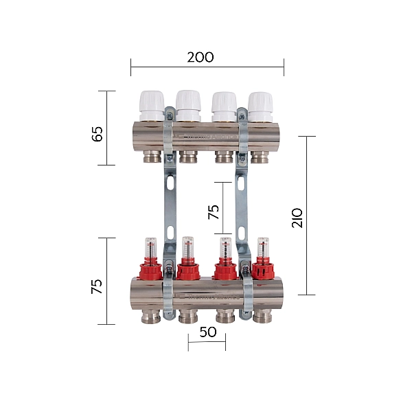 Колектор з витратомірами Thermo Alliance Standart 1" 4 виходи SD235W4 - Фото - 2