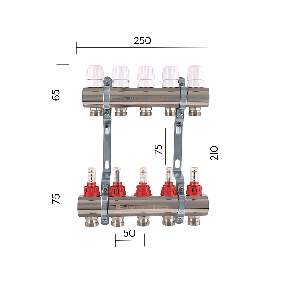 Колектор з витратомірами Thermo Alliance Standart 1" 5 виходи SD235W5 - Фото - 2