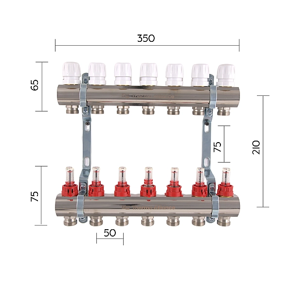Колектор з витратомірами Thermo Alliance Standart 1" 7 виходів SD235W7 - Фото - 2