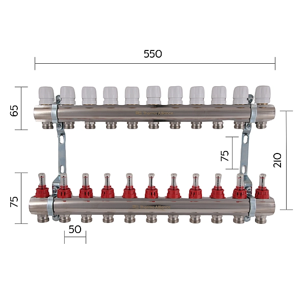 Колектор з витратомірами Thermo Alliance Standart 1" на 11 виходів - Фото - 2