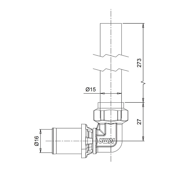 Трубка прес Г-подібна Icma 16х2" 300мм №418 - Фото - 2