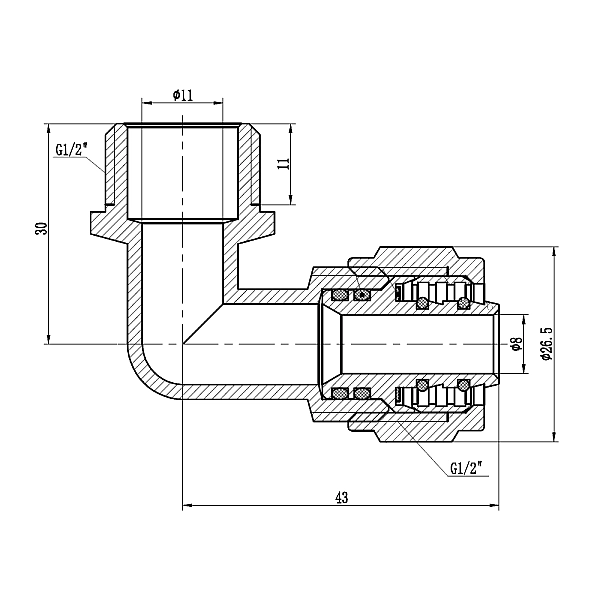Кут обтискний Thermo Alliance Forte 16х1/2" ЗР SF175W1615 - Фото - 2