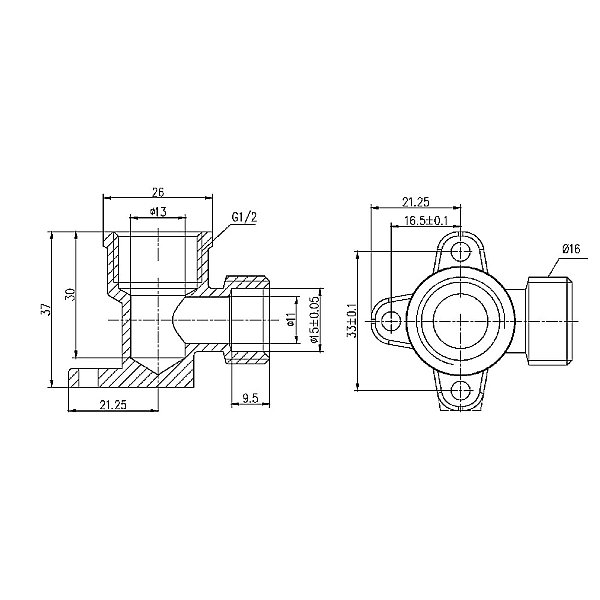 Кут обтискний настінний Thermo Alliance Forte 16х1/2" ВР SF179W1615 - Фото - 2