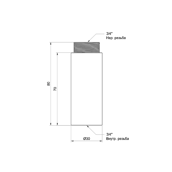 Подовжувач Thermo Alliance Standart 70х3/4" хром SD1302070 - Фото - 2