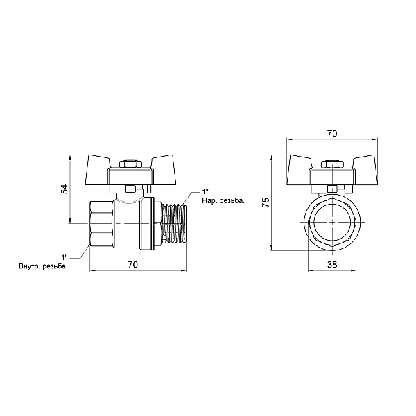 Кран кульовий Thermo Alliance Standart 1" ВЗ для газу (метелик) SD607NG25PN40 - Фото - 2