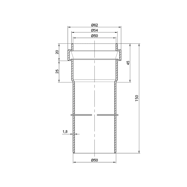 Труба PPR каналізаційна TA Sewage 50х2, 0,15 м - Фото - 2