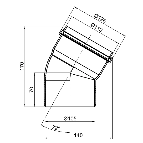 Коліно PPR каналізаційне TA Sewage 110, 22° - Фото - 2
