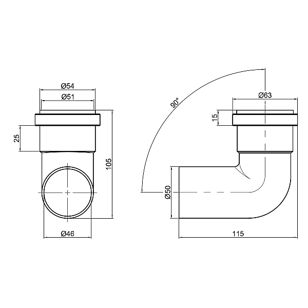 Коліно PPR каналізаційне TA Sewage 50, 90° - Фото - 2
