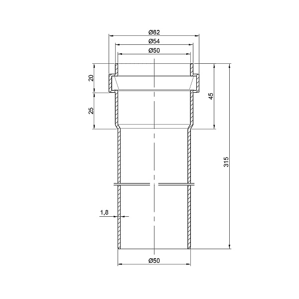 Труба PPR каналізаційна TA Sewage 50х2, 0,315 м - Фото - 2