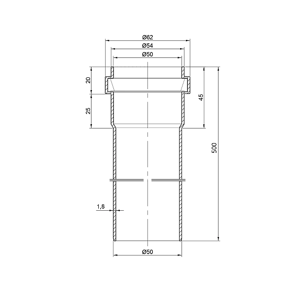 Труба PPR каналізаційна TA Sewage 50х2, 0,5 м - Фото - 2