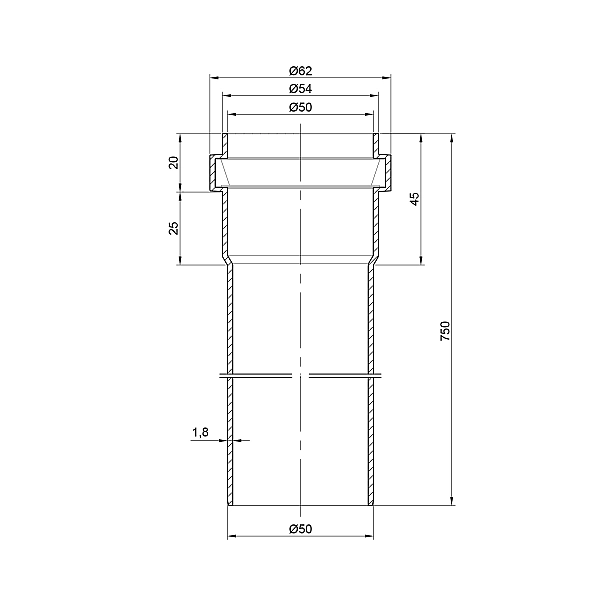 Труба PPR каналізаційна TA Sewage 50х2, 0,75 м - Фото - 2