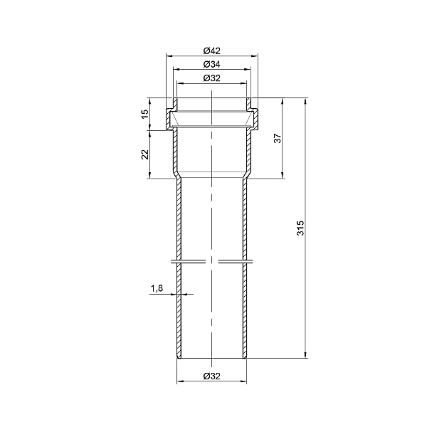 Труба PPR каналізаційна TA Sewage 32х1,8, 0,315 м - Фото - 2