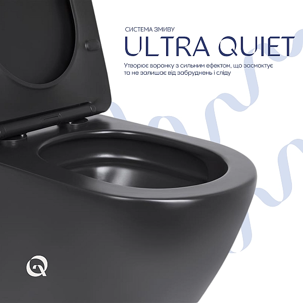 Унитаз подвесной Qtap Robin New Ultra Quiet с сиденьем с сиденьем Soft-Close MATT BLACK QT13332381АSMB - Фото - 5