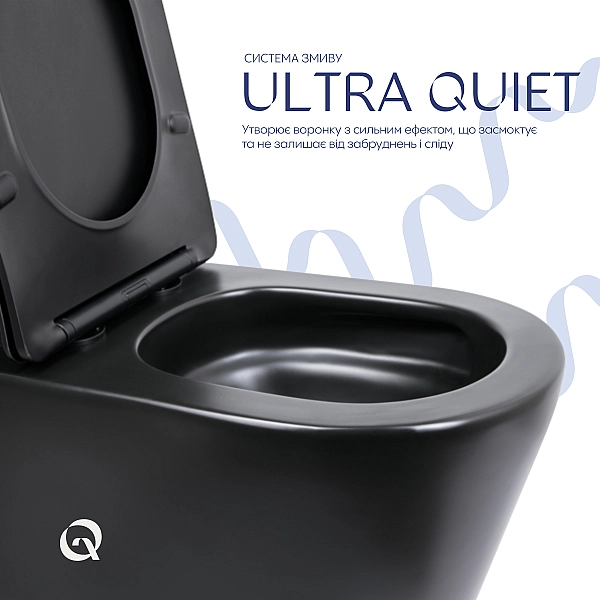 Унитаз напольный Qtap Scorpio Ultra Quiet безободковый с сиденьем Soft-Close MATT BLACK QT14226088AMB - Фото - 5