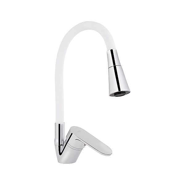 Смеситель для кухни Lidz Tani 008F3 с гибким изливом (k40) LDTAN008F3WCR37037 Chrome/White
