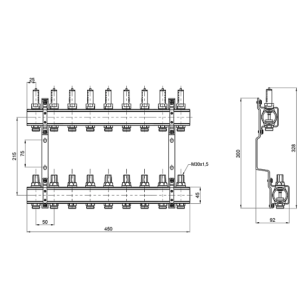 Колектор з витратомірами Thermo Alliance Forte 1" 9 виходів SF001W9 - Фото - 2