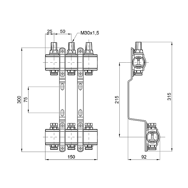 Колектор Thermo Alliance Forte 1" 3 виходи SF002W3 - Фото - 2