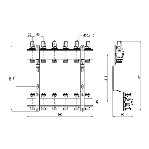 Колектор Thermo Alliance Forte 1" 6 виходів SF002W6 - Фото - 2