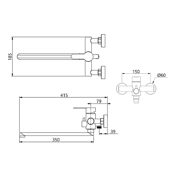 Смеситель для ванны Brinex Pure 005 с длинным поворотным изливом (с душевым гарнитуром) Nickel BRIPUR005NKL - Фото - 2