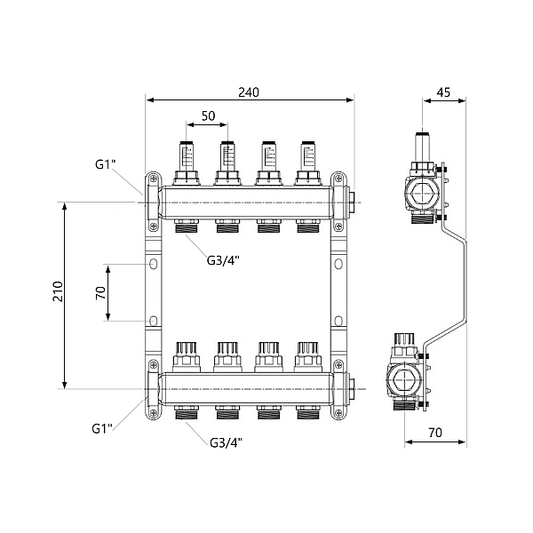 Колектор з витратомірами Thermo Alliance Standart 1" 4 виходи SD0044 - Фото - 2