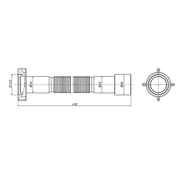 Гнучка труба Lidz (WHI) 60 01 G002 01 з накидною гайкою 1 1/2" довжина 1200 мм - Фото - 2