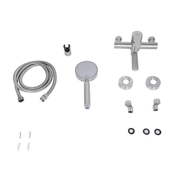 Змішувач для ванни Brinex Pure 006 з поворотним виливом (з душовим гарнітуром) Nickel BRIPUR006NKL - Фото - 6