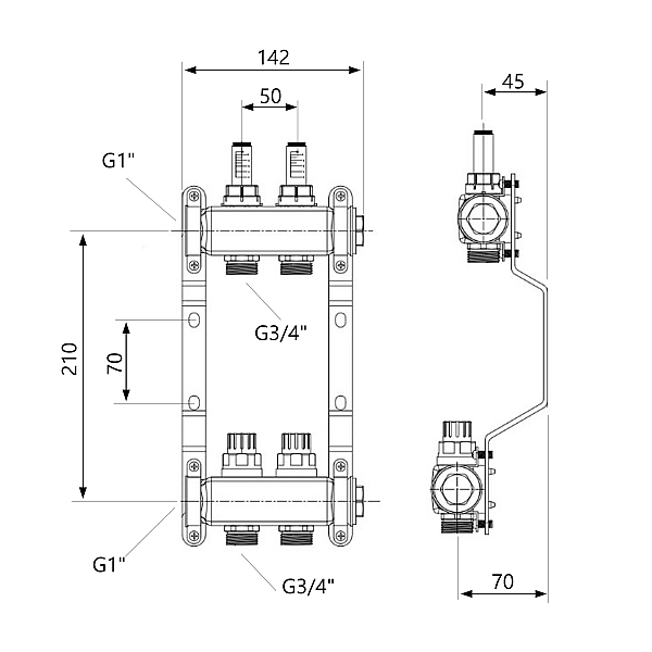 Колектор з витратомірами Thermo Alliance Standart 1" 2 виходи SD0042 - Фото - 2