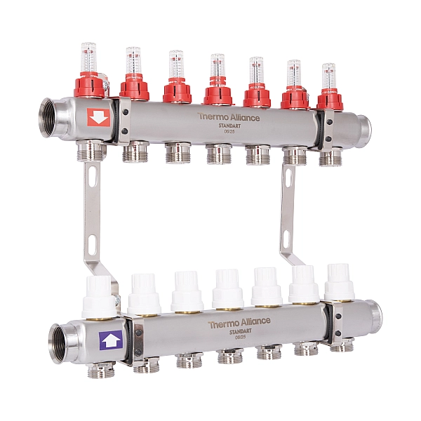 Колектор з витратомірами Thermo Alliance Standart 1" 7 виходів SD0047 - Фото - 3