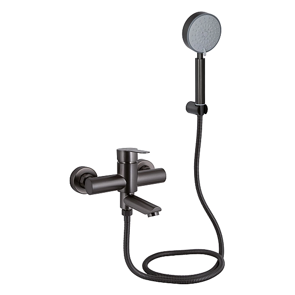 Змішувач для ванни Brinex Pure 006 з поворотним виливом (з душовим гарнітуром) Graphite BRIPUR006GRP