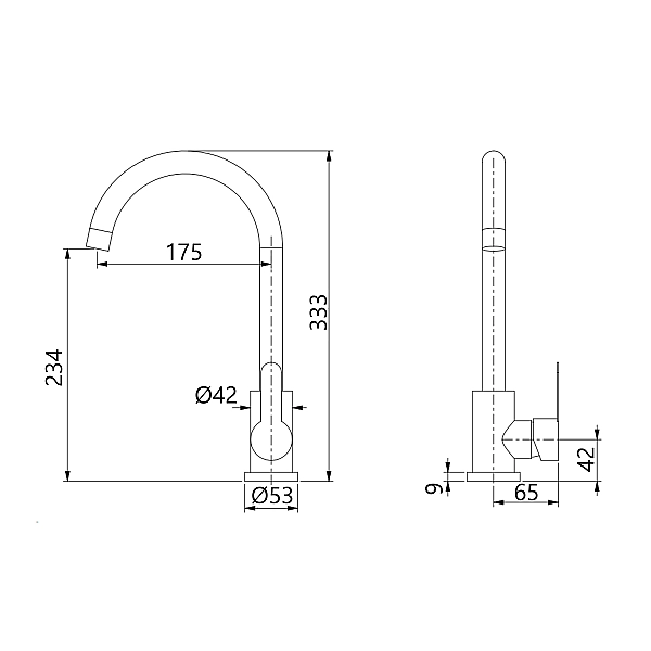 Смеситель для кухни U-образный Brinex Pure 015F U-образный  Graphite BRIPUR015FGRP - Фото - 2