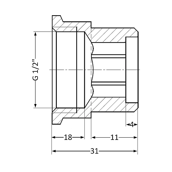 Подовжувач латунний Thermo Alliance Standart 1/2"ВЗ, L=20 мм SD4221520 - Фото - 2