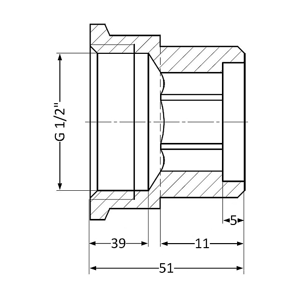 Подовжувач латунний Thermo Alliance Standart 1/2"ВН, L=40 мм SD4221540 - Фото - 2