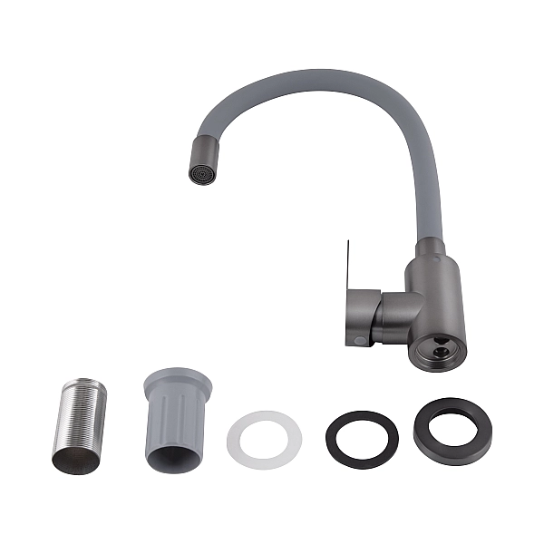 Змішувач для кухні Brinex Pure 015F3 з гнучким виливом   Graphite/Grey BRIPUR015F3GRG - Фото - 4