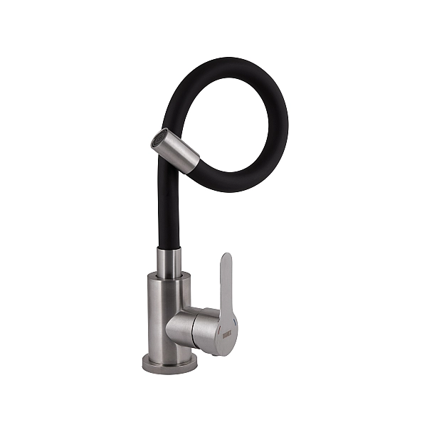 Змішувач для кухні Brinex Pure 015F3 з гнучким виливом   Nickel/Black BRIPUR015F3NKB - Фото - 3