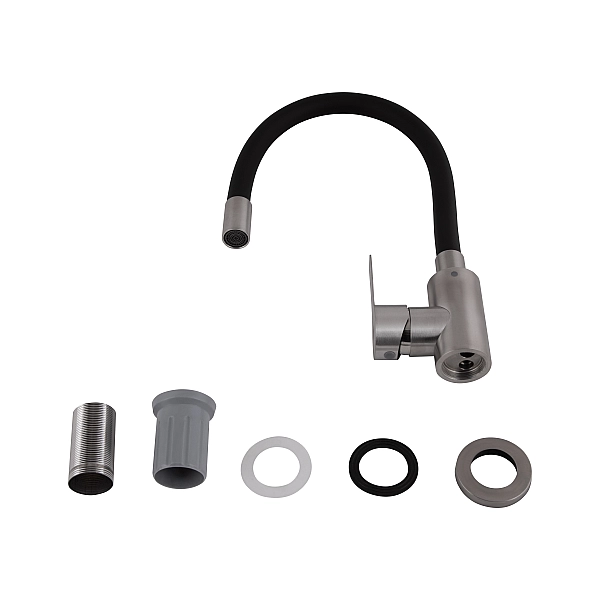 Змішувач для кухні Brinex Pure 015F3 з гнучким виливом   Nickel/Black BRIPUR015F3NKB - Фото - 4