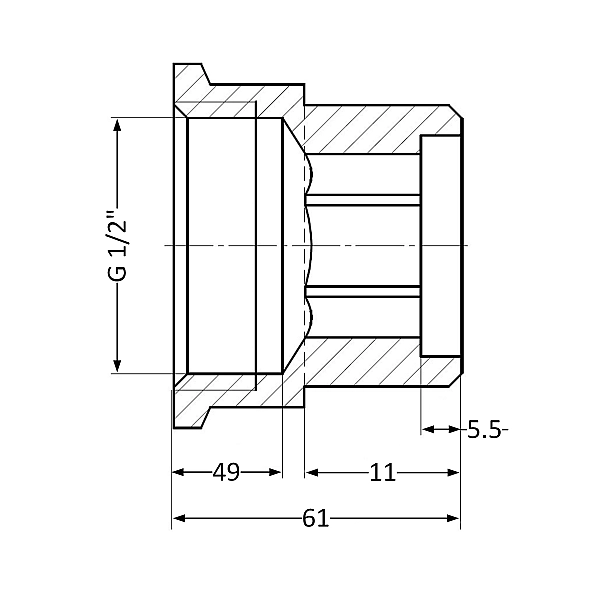 Подовжувач латунний Thermo Alliance Standart 1/2"ВЗ, L=50 мм SD4221550 - Фото - 2
