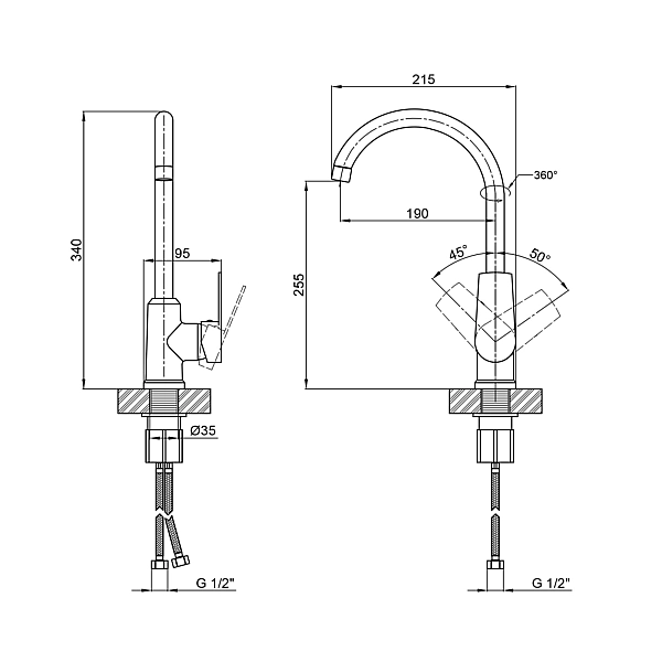 Акційний набір 3+2: Змішувач для кухонної мийки Brinex BRIN35C20N - Фото - 2