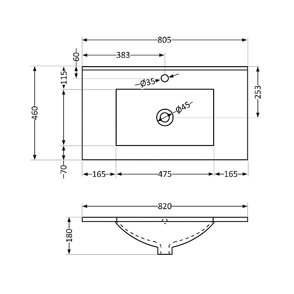 Раковина Qtap Albatross  820х460х180 White QT01113080CW1 - Фото - 2