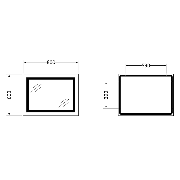 Зеркало Lidz Kubis 800х600 с LED-подсветкой Touch, с антизапотеванием, с диммером, рег. яркости LD78LF9047400 - Фото - 2