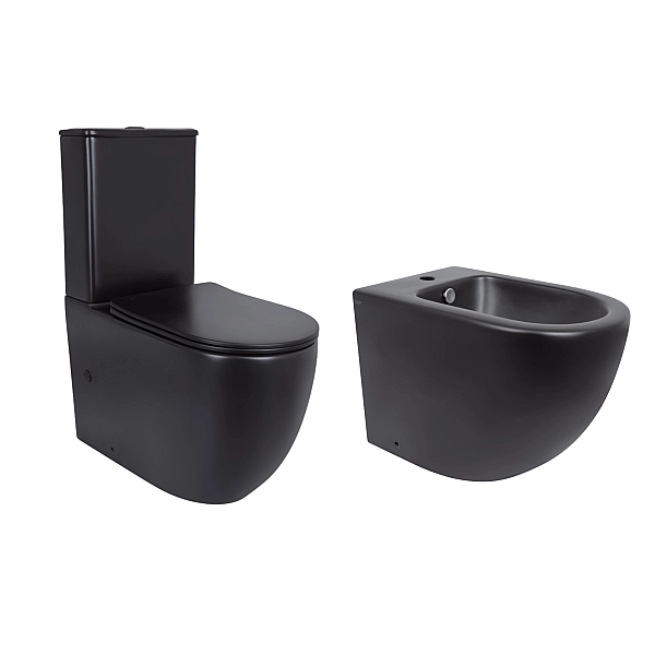 Акционный набор: Унитаз напольный Robin Ultra Quiet QT13226083AMB 660x360x855 Black + Биде напольное Robin QT13442141CMB 565x360x405 Black