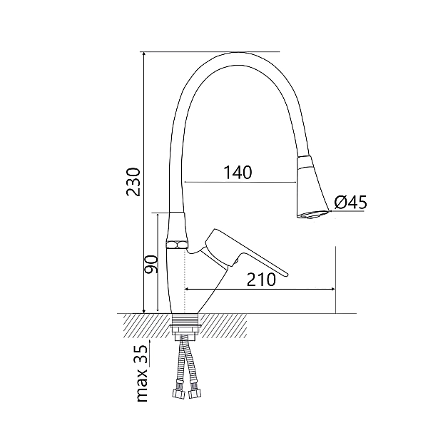 Смеситель для кухни Lidz Tani 007F3 с гибким изливом (k40) LDTAN007F3WCR40423 WCR - Фото - 2