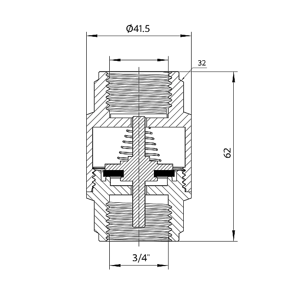 Зворотний клапан Thermo Alliance Forte 3/4"ВВ нікель із латунним штоком TAF240W20 - Фото - 2