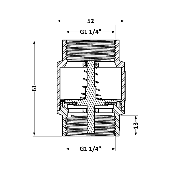 Обратный клапан Thermo Alliance Standart 1 1/4"ВВ с латунным штоком TAS240W32 - Фото - 2