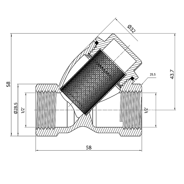 Фільтр грубої очистки Thermo Alliance Forte 1/2"ВВ нікель для води косий TAF124W15 - Фото - 2