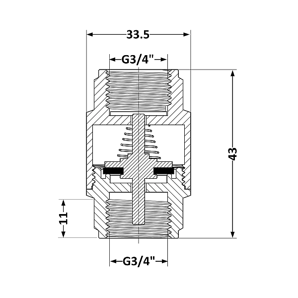 Зворотний клапан Thermo Alliance Base 3/4"ВВ Slim із латунним штоком TAB240W20S - Фото - 2