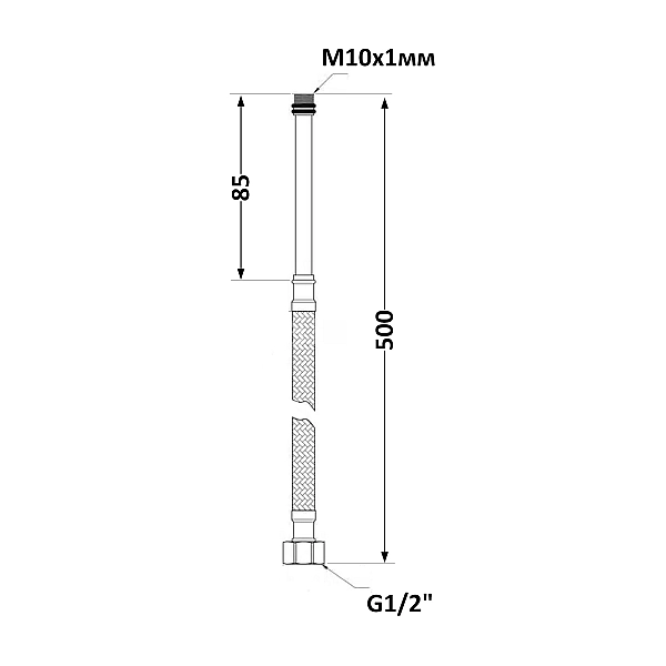 Шланг гнучк. нерж. обплет. силікон довгий (пара) L-50cм. 1/2"в хМ10з SF380W50 Thermo Alliance Forte - Фото - 2