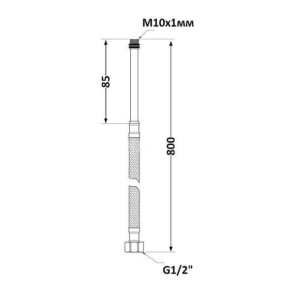 Шланг гнучк. нерж. обплет. силікон довгий (пара) L-80cм. 1/2"в хМ10з SF380W80 Thermo Alliance Forte - Фото - 2